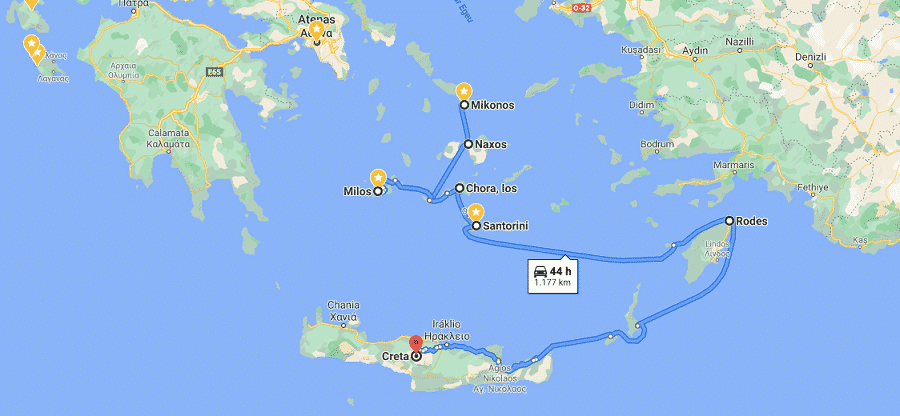 Roteiro mais longo pelas ilhas da Grécia