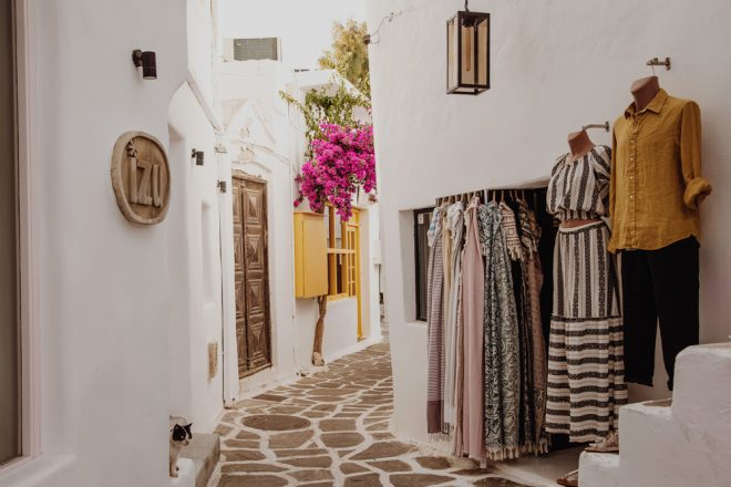 Compras na ilha de Paros: moda grega
