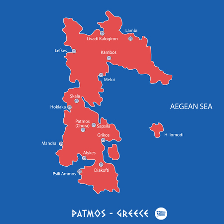 Mapa da ilha de Patmos, Grécia