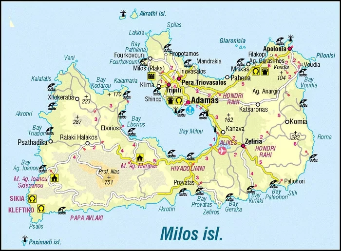 Mapa turístico de Milos